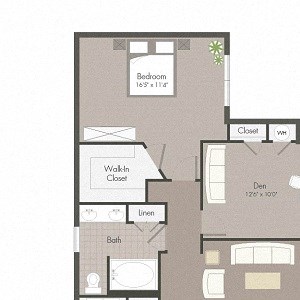 One Bedroom with Den and Sunroom